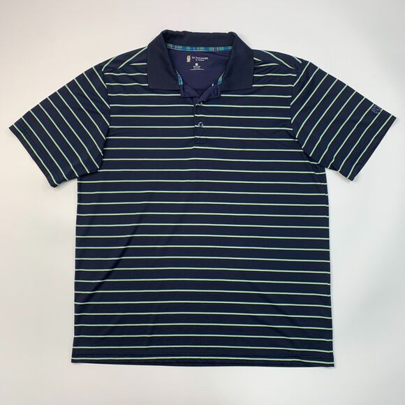 St. Andrews of Scotland Polo Shirt Mens XL Extra Large Navy Blue Striped Golf - Picture 2 of 10